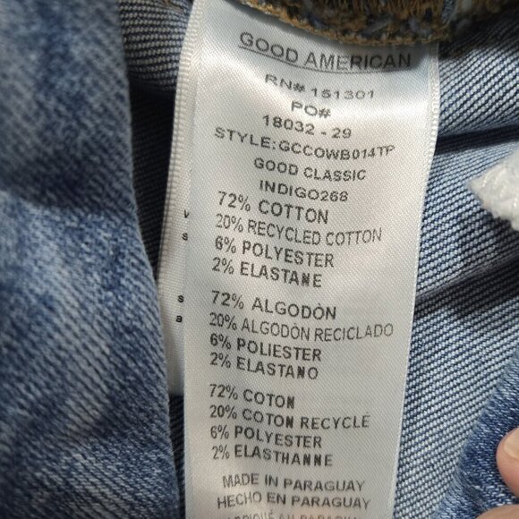 Good American Good Classic Crossover Waist Straight Leg Jeans GCCOWB014TP - Picture 6 of 9